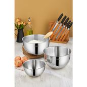Cooker 3'lü Paslanmaz Çelik Karıştırma Kabı Seti – 24 cm (3.5 L), 26 cm (7 L), 28 cm (8 L)