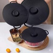 Cooker Evrensel 3 Lü Tutma Saplı Silikon Tencere & Tava Kapak Seti 20-23-28Cm