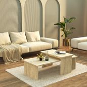 Cool Home Vera 2 ' li Orta Sehpa , Servis Sehpası Traverten (Mermer Desen)
