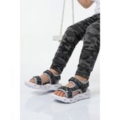 Cool Siyah Cırtlı Işıklı Hafif Unisex Çocuk Sandalet Sage F