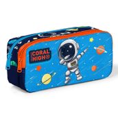 Coral High 12058 Kids Lacivert Mavi Astronot Desenli İki Bölmeli Kalem Çantası