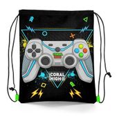 Coral High 12655 Kids Siyah Fosforlu Yeşil Gamer Desenli İpli Büzgülü Sırt Çantası