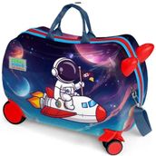 Coral High 16364 Kids Kırmızı Lacivert Astronot Desenli Otur Çek Çocuk Valizi