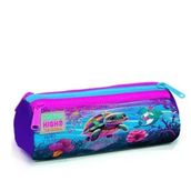 Coral High 22056 Kids Pembe Mor Kaplumbağa Desenli Üç Bölmeli Kalem Çantası