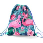 Coral High 22484 Kids Neon Mercan Su Yeşili Flamingo Desenli Ipli Büzgülü Sırt Okul Çantası
