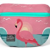 Coral High 22599 Su Yeşili Mercan Flamingo Desenli Bel Çantası