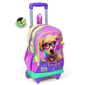 Coral High 23952 Kids Sarı Pembe Sevimli Köpek Desenli Üç Bölmeli Çekçekli Okul Sırt Çantası