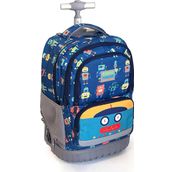 Coral High 24025 Kids Robot Desenli, Lacivert Renkli, Iki Kademeli Çekçekli, Sırt ve Okul Çantası