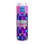 Coral High 500 ml 31899 Kids Mor Pembe Kaktüs Desenli Pipetli Çelik Termos