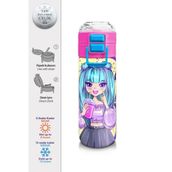 Coral High 500 ml 31942 Kids Mor Pembe Anime Kız Desenli Pipetli Çelik Termos