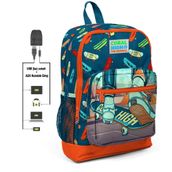 Coral High Erkek Çocuk Usb ve Aux Soketli Kaykay Baskılı İlkokul ve Günlük Sırt Çantası