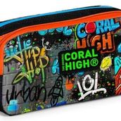 Coral High Iki Bölmeli Erkek Çocuk Siyah Grafiti Kalem Çantası Kalemlik