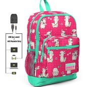 Coral High Kids Dört Gözlü Kız Çocuk İlkokul - Lama Desenli Usb+aux Soketli Okul Çantası