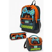 Coral High Kids Gri Turuncu Gamer Desenli 3’Lu Okul Canta Seti - Erkek Cocuk Okul Çantası