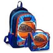 Coral High Lacivert Turuncu Basketbol Okul Sırt ve Beslenme Çantası Seti