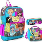 Coral High Mavi Pembe Anime Üçlü İlkokul Okul Çanta Seti
