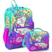 Coral High Su Yeşili Lavanta Unicorn Okul Sırt ve Beslenme Çantası Seti