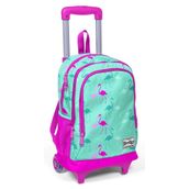 Coral High Yeşil Pembe Flamingo Baskılı Çekçek Okul Çanta