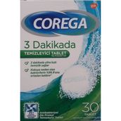 Corega 3 Dakikada Temizleyici Tablet 30 Tablet Antibakteriyel Özellikli Diş Protezi Temizliği