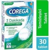 Corega 30 Tablet Diş Protezi Temizleyici 3 Dakikada Ultra Hızlı Temizlik Sağlar