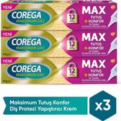 Corega Maksimum Tutuş ve Konfor 40 g x 3 Adet Diş Protezi Yapıştırıcı Krem