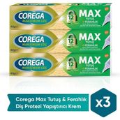Corega Max Tutuş Ferahlık 3x40 gr Diş Protezi Yapıştırıcı Krem