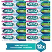 Corega Naneli Aroma Süper Diş Protezi Yapıştırıcı Krem 40 gr 12 Adet Güçlü Tutuş