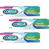 Corega Naneli Diş Protezi Yapıştırıcı 40 gr x 3 Suya Dayanıklı Uzun Süreli Etki ile Güçlü Tutuş