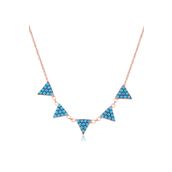 Coşar CZ1347N Renkli Taşlı Pramit Gümüş Kolye