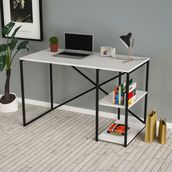 Cosargroup Çalışma Masası Kitaplıklı Metal Bilgisayar Laptop Ofis Masası - Y: 80 cm D: 50 cm G: 90 cm - Beyaz