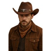 CosmoOutlet Erkek Kovboy Western Tarz Deri Detaylı Vintage Şapka