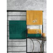 Cotton Box 4'lü Koyu Yeşil sarı Colorful Havlu Hamam Seti