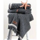 Cotton Box 50x90 3'lü Denim Antrasit Jakarlı Havlu Seti