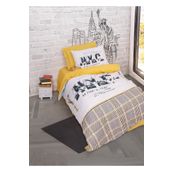 Cotton Box Genç Odası Tek Kişilik Lastikli Çarşaflı Worldwide Hardal Nevresim Takımı