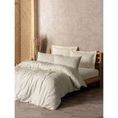 Cotton Box Plaid Ranforce Tek Kişilik Krem 160x220 cm Nevresim Takımı