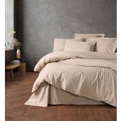 Cotton Box Plain Line Nakışlı Ranforce Bej Çift Kişilik Nevresim Takımı