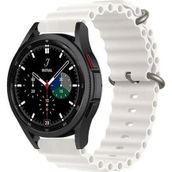 CoverZone Galaxy Watch 3 41 mm Quintessential Kabartmalı Metal Tokalı Beyaz Kordon