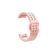CoverZone Galaxy Watch 4 Classic Uyumlu 44 mm İki Kancalı Metal Tokalı Iridescent Pembe Beyaz Kordon