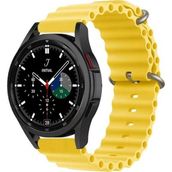 CoverZone Galaxy Watch Uyumlu 42 mm Uyumlu Quintessential Kabartmalı Metal Tokalı Sarı Kordon