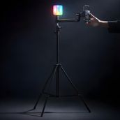 Coverzone Profesyonel RGB Dolgu Işıklı Telefon Tripodu 190cm Uzatılabilir Alüminyum Gövde 108 LED Video Işığı 2000mAh Bataryalı 2 Eklemli Ayarlanabilir Telefon Tutuculu Güzellik Işığı - FT54, Siyah