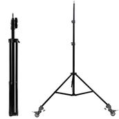 Coverzone Tekerlekli Tripod Kamera Işık Ayağı Demir 940GR Fotoğraf Makinesi Paraflaş Kamera 70-210 cm Yayıncı Vlog Youtuber Işık Tripod Ayağı (Normal Standart 470 GR Alüminyum Ayak + 3 Tekerlek)