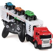 Craftivio Oyuncak Uzaktan Kumandalı Araba Taşıyan Tır 35 cm - 6 Adet Mini Arabalı Set 1:32 Ölçek - Kırmızı