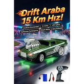 Craftivio Uzaktan Kumandalı Drift Arabası Rc Araba Işıklı Şarjlı 15 Km/h Hızlı Oyuncak Araba - Yeşil