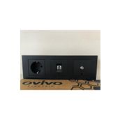 Creative Case Siyah 3 Lü Set Topraklı Priz Numeris Uydu 3 Lü Çerçeve Ovivo