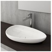 Creavit TP031 30x45 cm Delikli Beyaz Oval Duvara Monte Lavabo Batarya