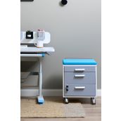 Creo Mobili Çekmeceli Kilitli Tekerlekli Vega Keson, Oturulabilir Ofis Ve Ev Komodini, Beyaz/Mavi