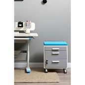 Creo Mobili Çekmeceli Kilitli Tekerlekli Vega Keson, Oturulabilir Ofis Ve Ev Komodini, Ekru/Mavi