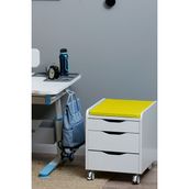 Creo Mobili Ergonomik Ev Ofis Kesonu, Oturulabilir ve Tekerlekli - Taşıma kap. 100kg, Ekru/Sarı - Sirius