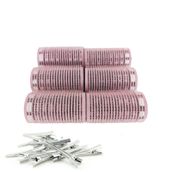 Croc 1202 Pembe Cırtlı 6'lı Çap 3.5 cm Bigudi ve 12'li Alüminyum Saç Pensi