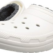 Crocs Unisex Classic Lined Clog Sandalet, White/Grey, 39-40